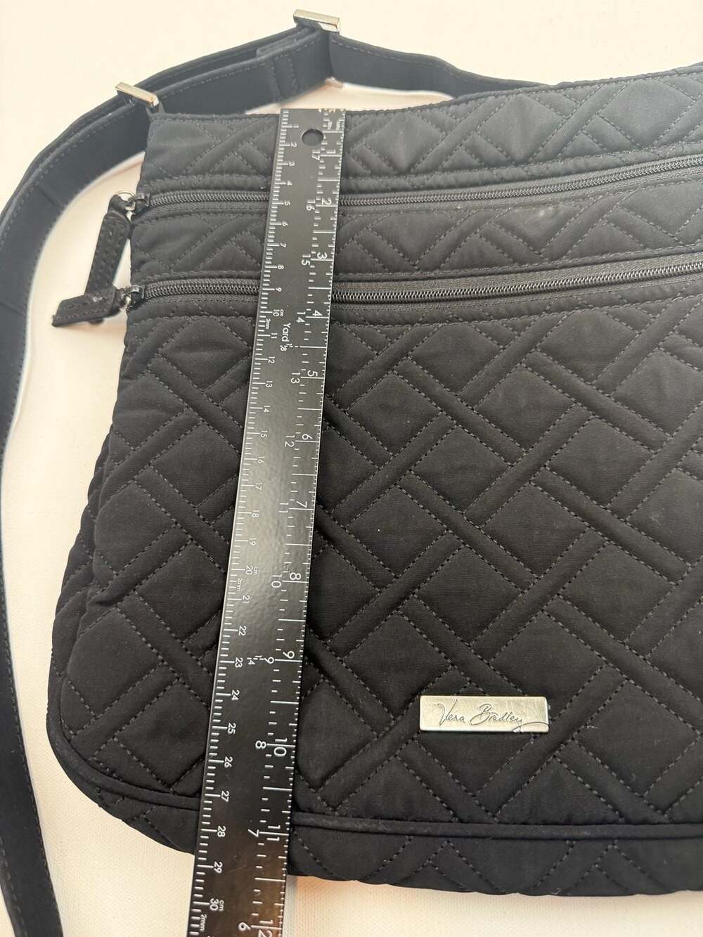 Vera Bradley Triple Zip Hipster Crossbody Bag Black Microfiber